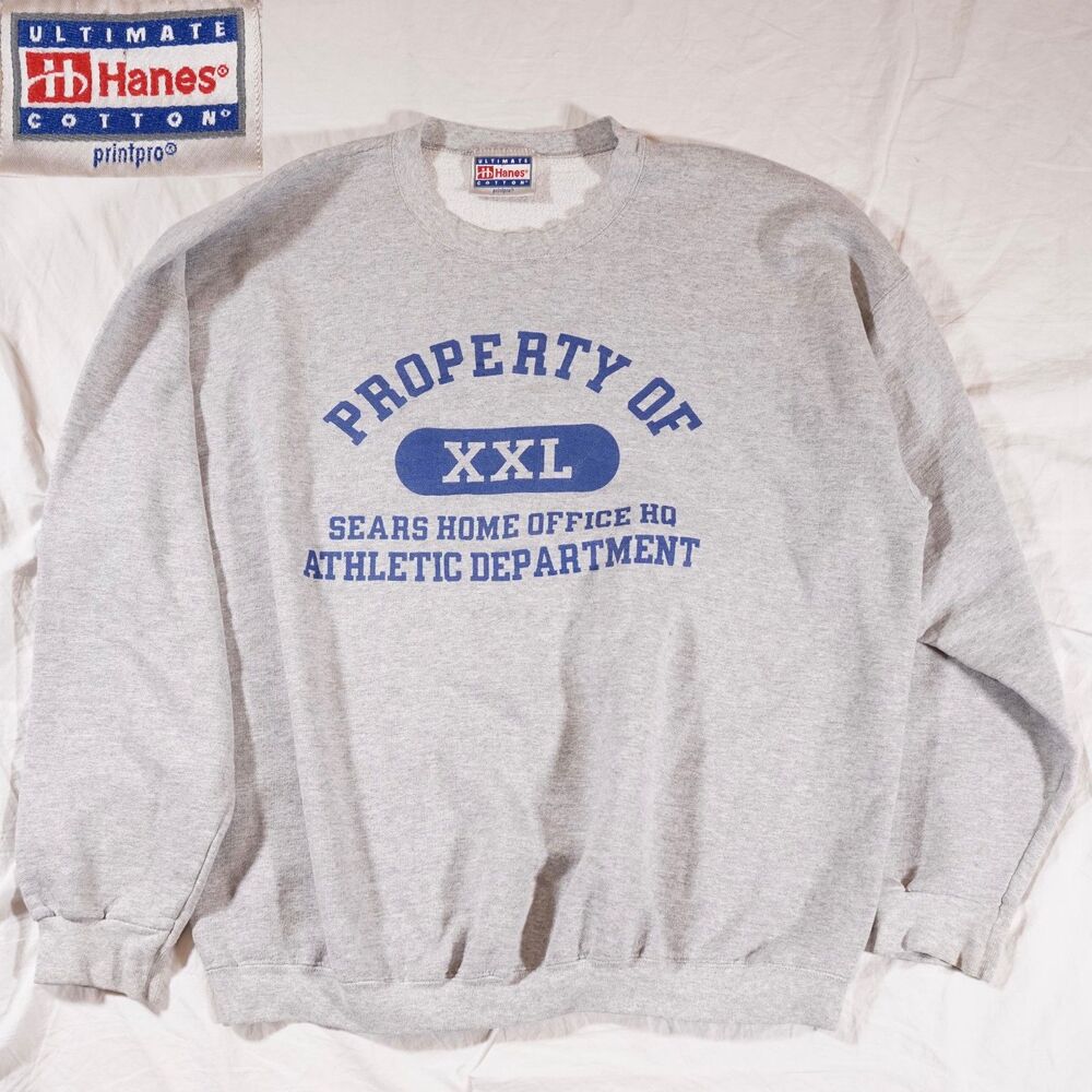 Vintage Hanes Ultimate Cotton Crewneck Sweatshirt Graphic Sears Rare Funny